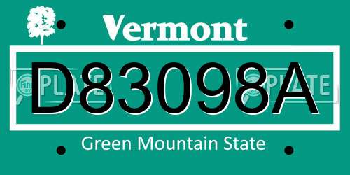 D83098A Vermont License Plate