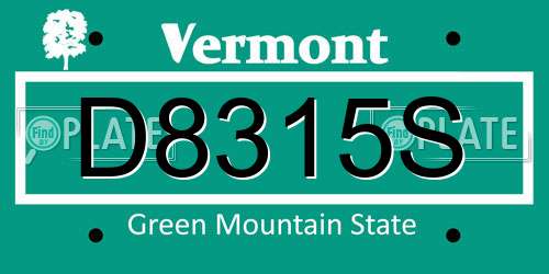 D8315S Vermont License Plate