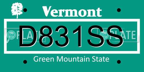 D831SS Vermont License Plate
