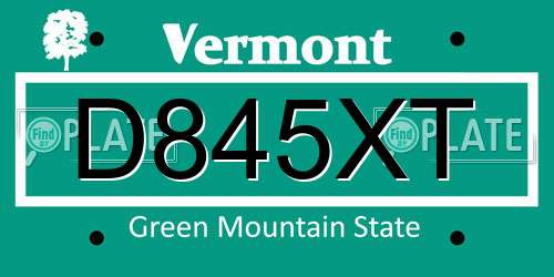 D845XT Vermont License Plate