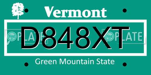D848XT Vermont License Plate