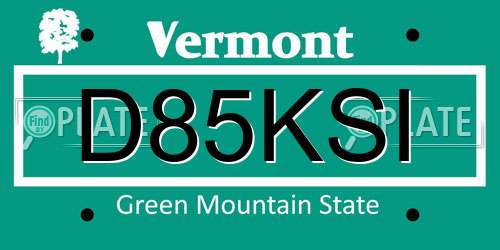 D85KSI Vermont License Plate