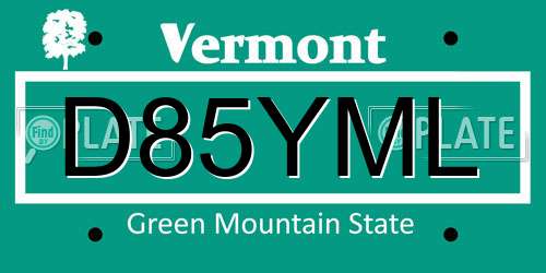 D85YML Vermont License Plate