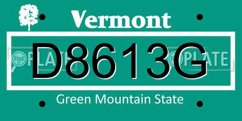 D8613G Vermont License Plate