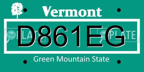 D861EG Vermont License Plate