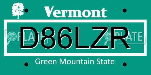 D86LZR Vermont License Plate