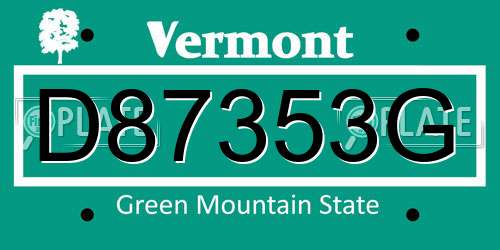 D87353G Vermont License Plate