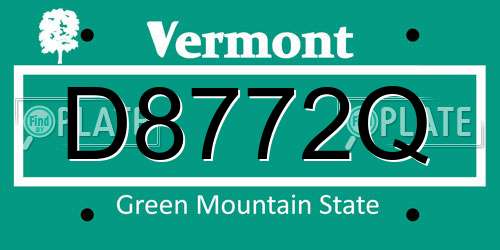 D8772Q Vermont License Plate