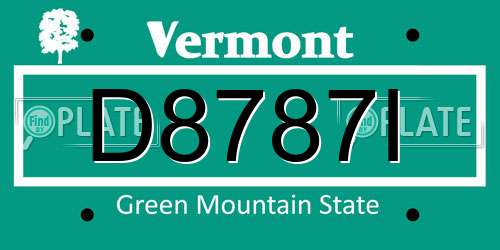 D8787I Vermont License Plate