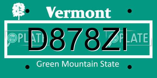 D878ZI Vermont License Plate