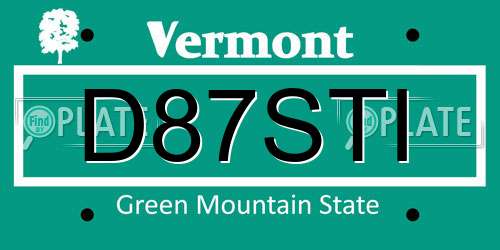 D87STI Vermont License Plate