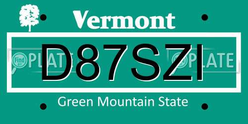 D87SZI Vermont License Plate