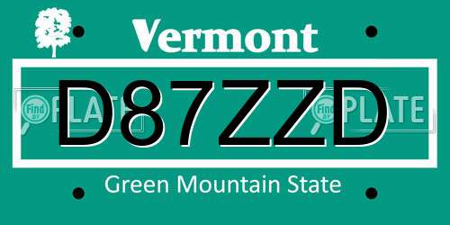 D87ZZD Vermont License Plate
