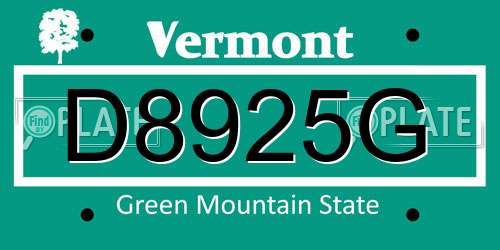 D8925G Vermont License Plate