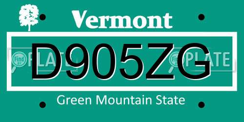 D905ZG Vermont License Plate