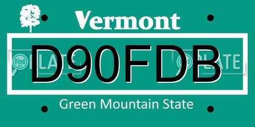D90FDB Vermont License Plate