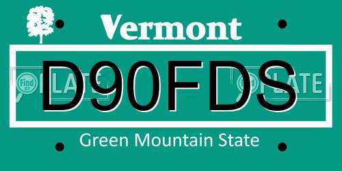D90FDS Vermont License Plate