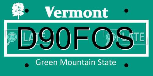 D90FOS Vermont License Plate