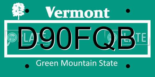 D90FQB Vermont License Plate