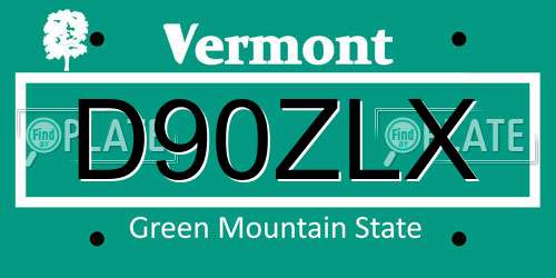 D90ZLX Vermont License Plate