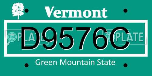 D9576C Vermont License Plate