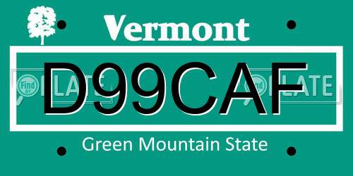 D99CAF Vermont License Plate