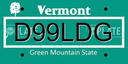D99LDG Vermont License Plate