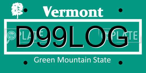 D99LOG Vermont License Plate