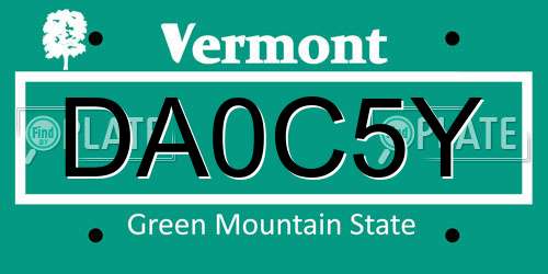 DA0C5Y Vermont License Plate