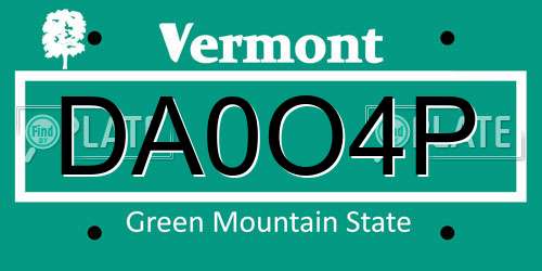 DA0O4P Vermont License Plate