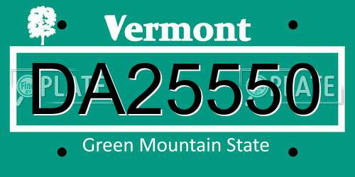 DA25550 Vermont License Plate