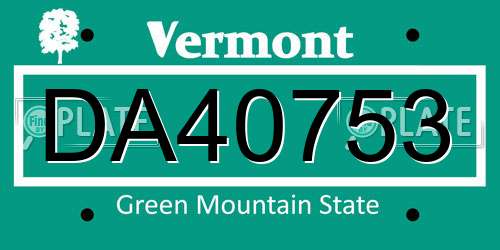 DA40753 Vermont License Plate