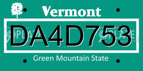 DA4D753 Vermont License Plate