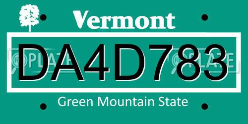 DA4D783 Vermont License Plate