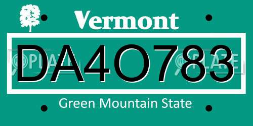 DA4O783 Vermont License Plate