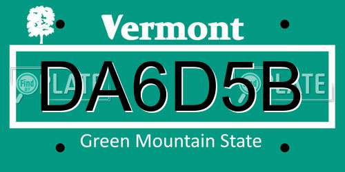 DA6D5B Vermont License Plate