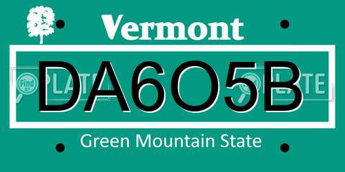DA6O5B Vermont License Plate