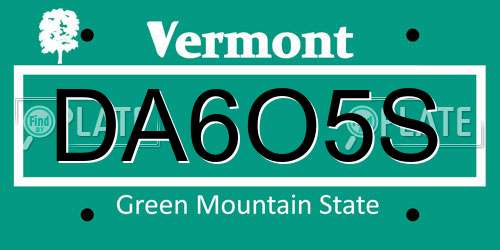 DA6O5S Vermont License Plate