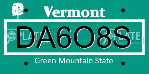 DA6O8S Vermont License Plate