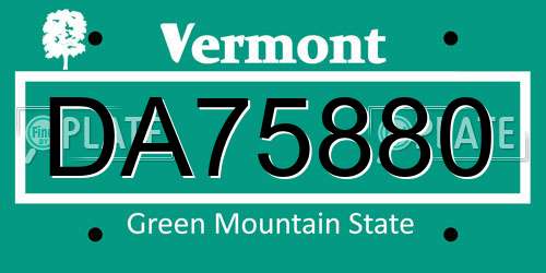 DA75880 Vermont License Plate