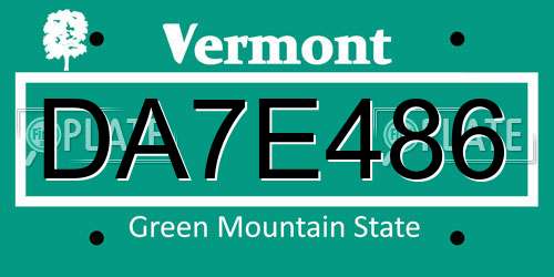 DA7E486 Vermont License Plate