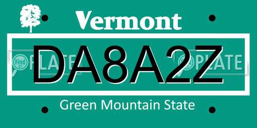 DA8A2Z Vermont License Plate