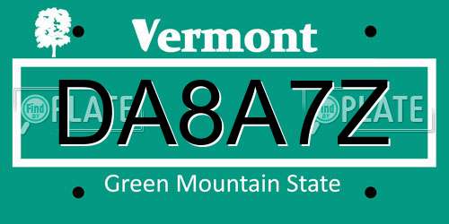 DA8A7Z Vermont License Plate