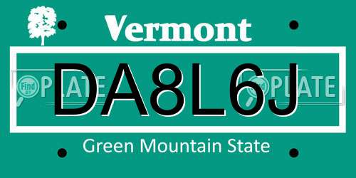 DA8L6J Vermont License Plate
