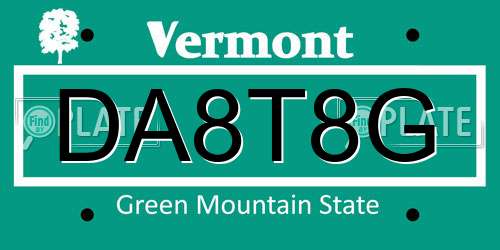 DA8T8G Vermont License Plate