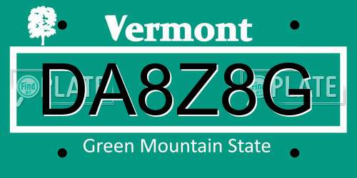 DA8Z8G Vermont License Plate