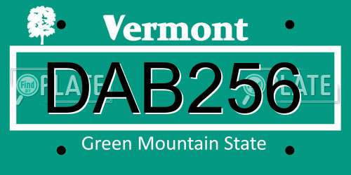 DAB256 Vermont License Plate