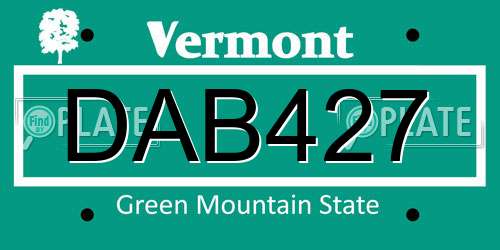 DAB427 Vermont License Plate