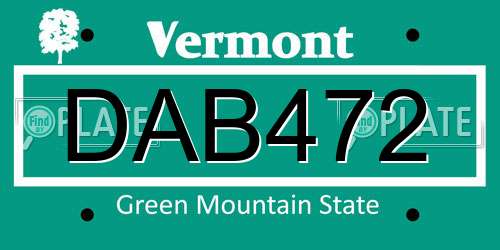 DAB472 Vermont License Plate