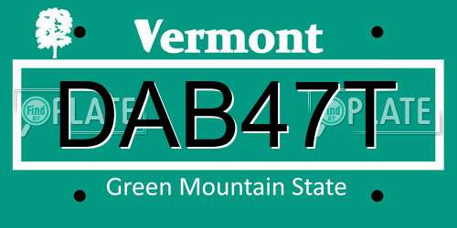 DAB47T Vermont License Plate